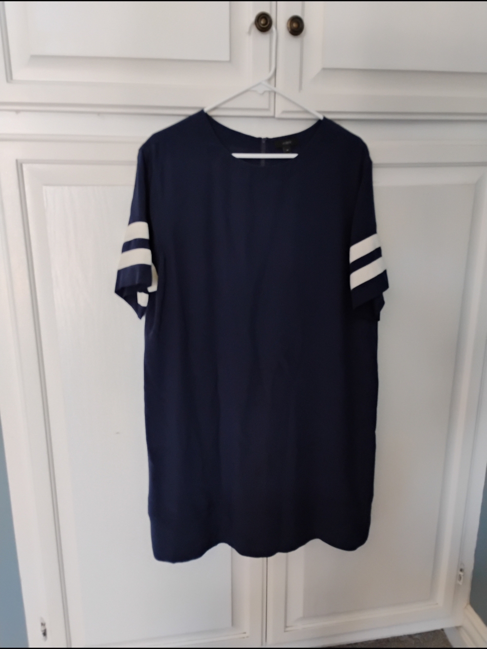 J. Crew Navy Short-Sleeve Tee with White Sleeve Bands